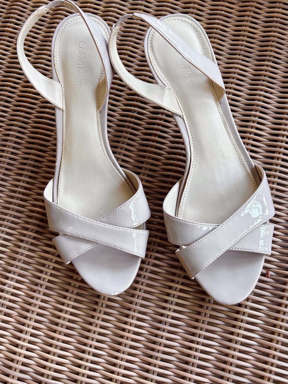 Calvin Klein Patent Slingback Heels in a gorgeous Nude
